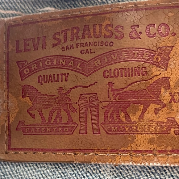 EUC Levi Strauss Denim Button~Down Short Waist Jacket Sz Lg Silver Buttons denim - Picture 6 of 9